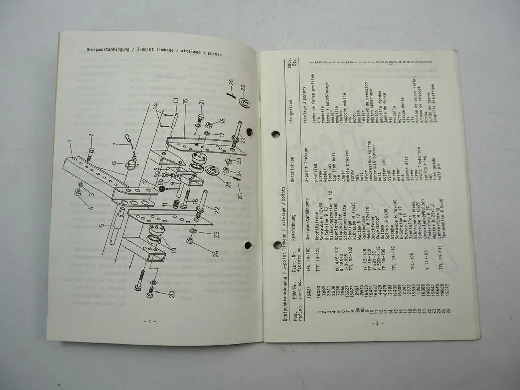 Mörtl TFL 13 14 15 Z Tellermähwerk Frontanbau Ersatzteilliste 1991