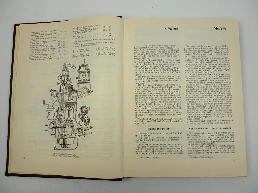 Moskwitsch Moskvitch 408 426 433 Shop Manual Manuel de Reparations