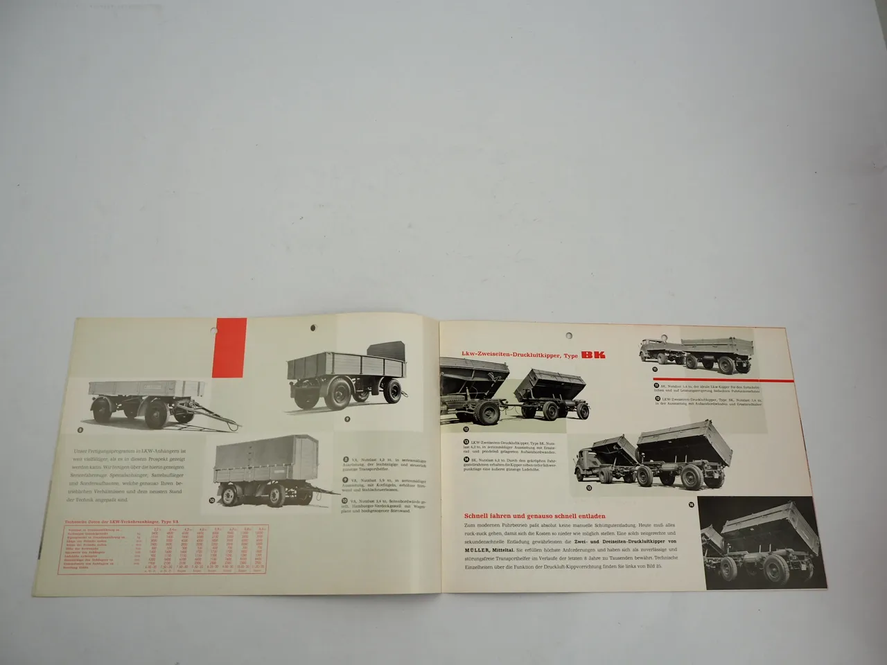 Müller LKW Anhänger Prospekt Mittelthal 1959 Mercedes LK 322