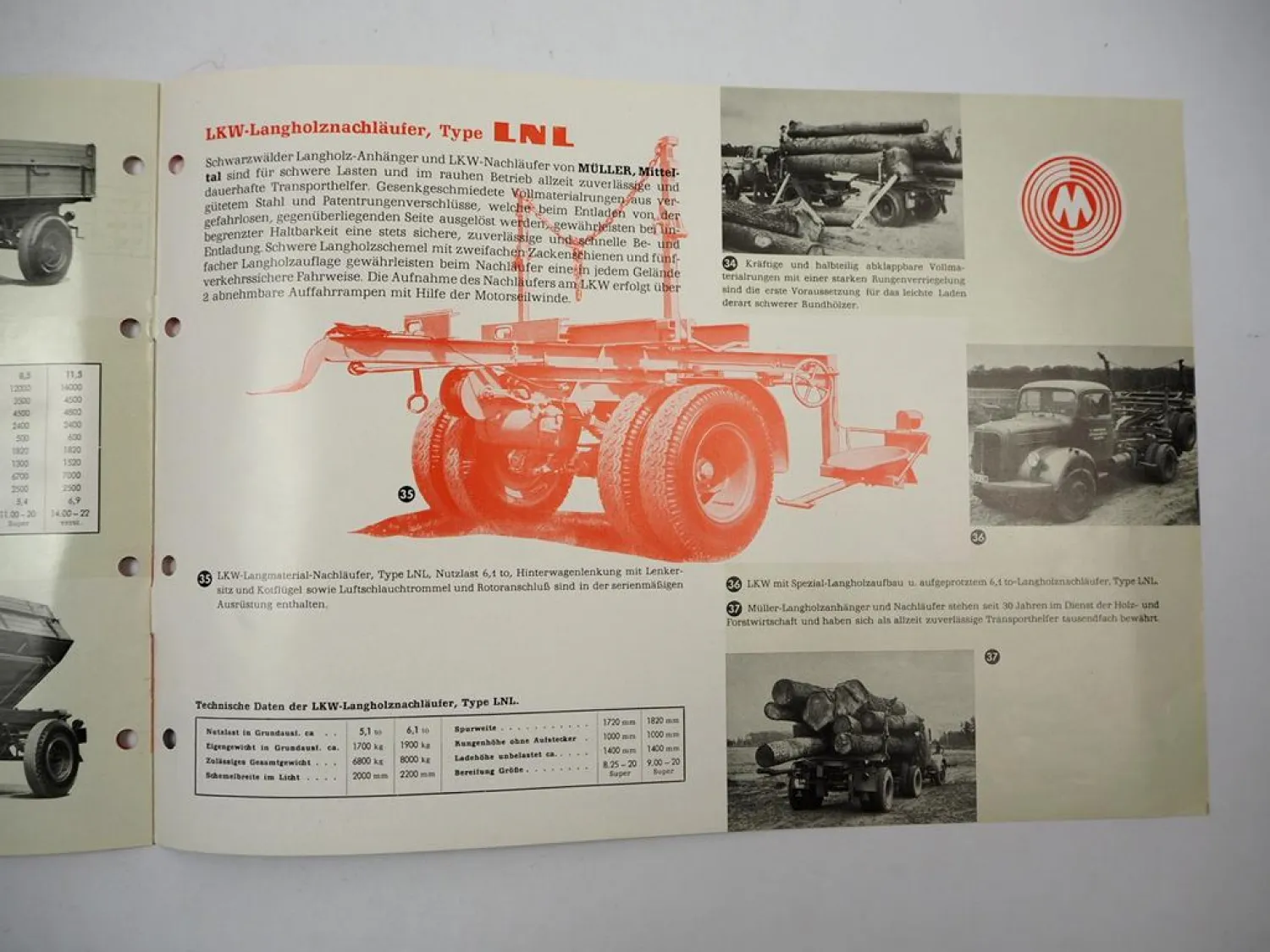 Müller Mitteltal LKW Anhänger Kipper z.B. für Unimog Prospekt 1961