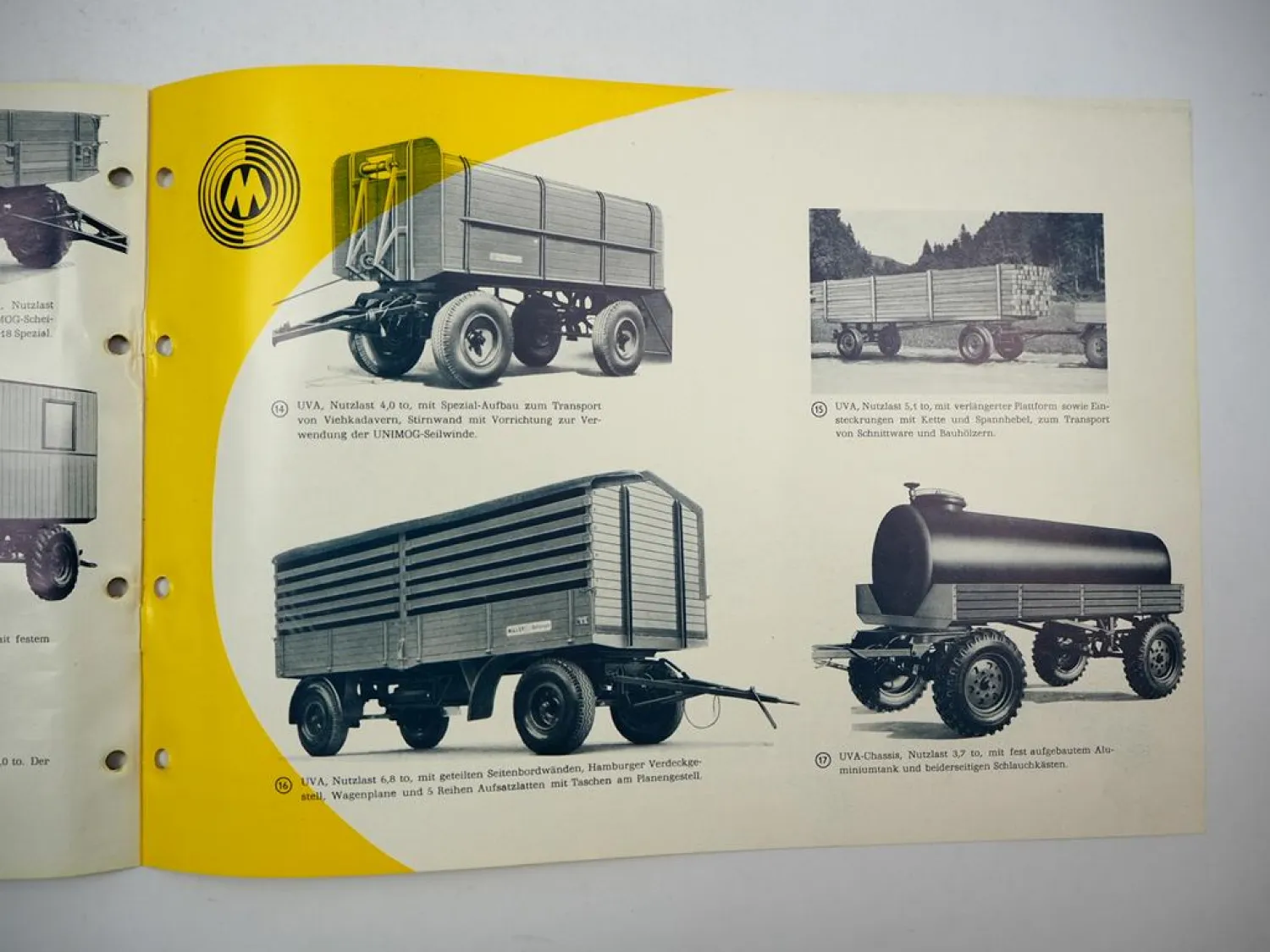 Müller Mitteltal LKW Spezial Anhänger für Unimog Prospekt 1961