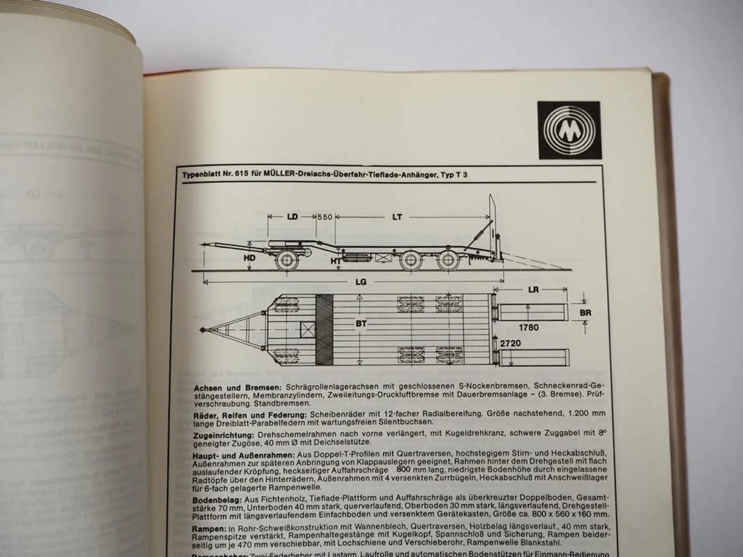 Müller Mitteltal Tieflader Anhänger Datenblätter + 3x Prospekt 1984