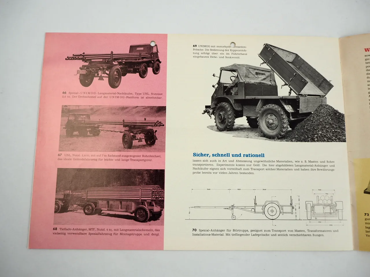Müller Müll Kommunal Anhänger Unimog Prospekt Mittelthal 1963