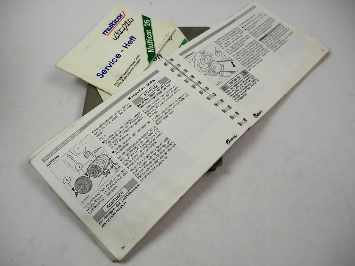 Multicar M26 + A/L/AL Betriebsanleitung & Serviceheft 1994 Bedienung & Wartung