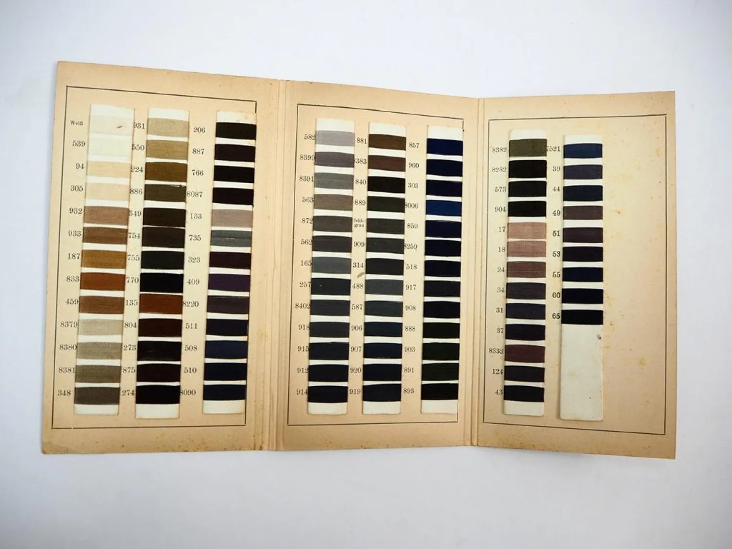 Musterkarte Farbenkarte Nähseide KUMOFIL Kupfer & Mohrenwitz Bamberg 1930/40er J.