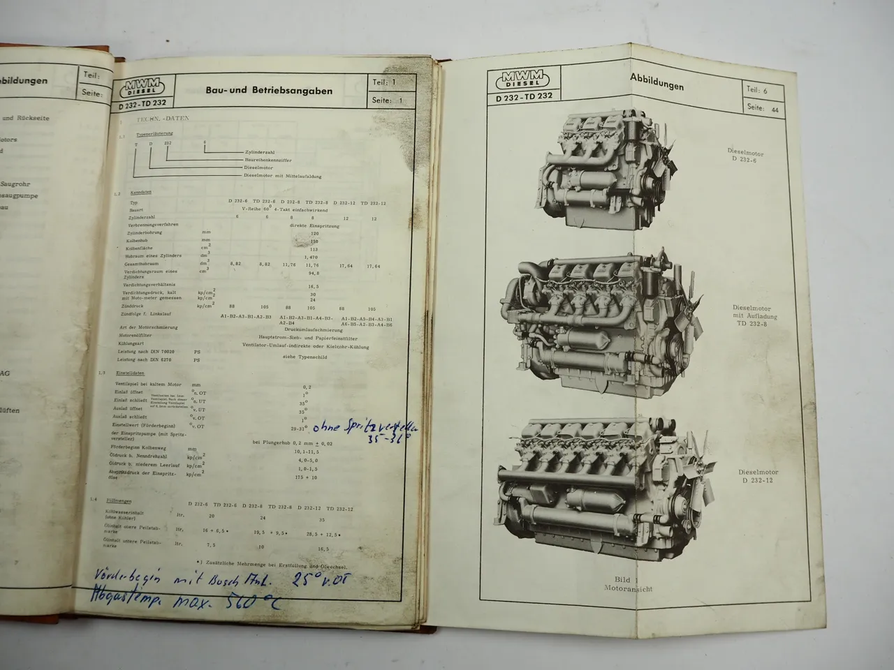 MWM D TD 232 Dieselmotor V6 V8 V12 Bedienungsanleitung Wartung