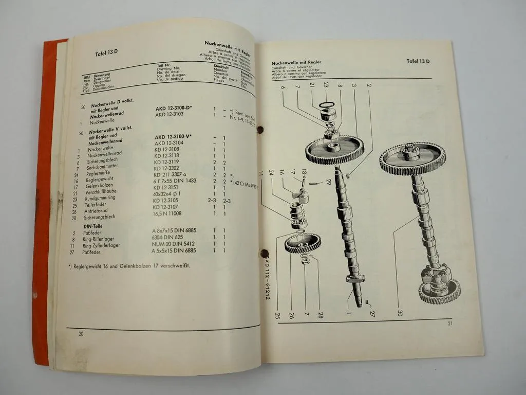 MWM KD12D KD12V 3 und 4 Zylinder Ersatzteiliste