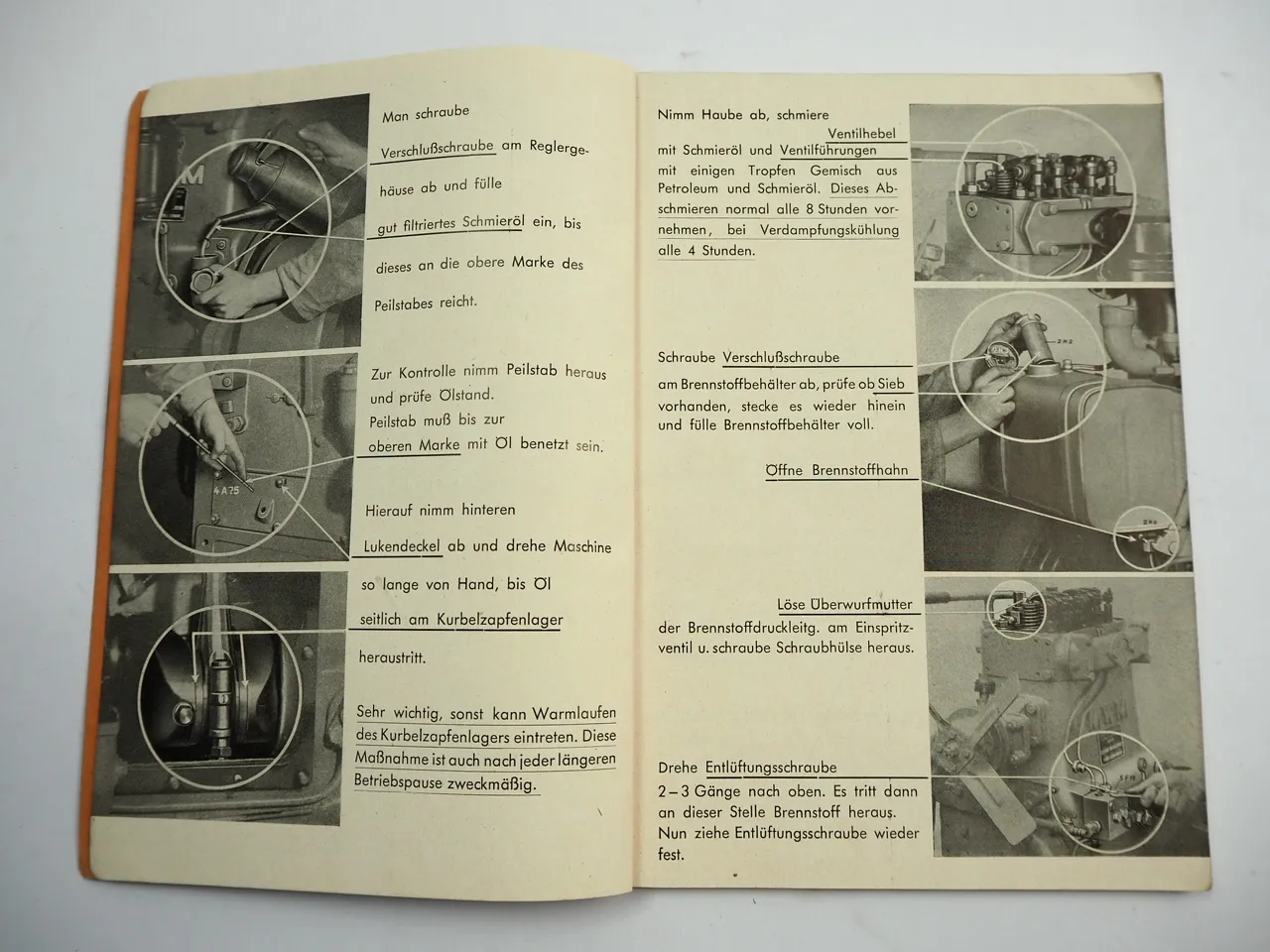 MWM KD15 Dieselmotor Betriebsanleitung Bedienung Ersatzteilliste 1950
