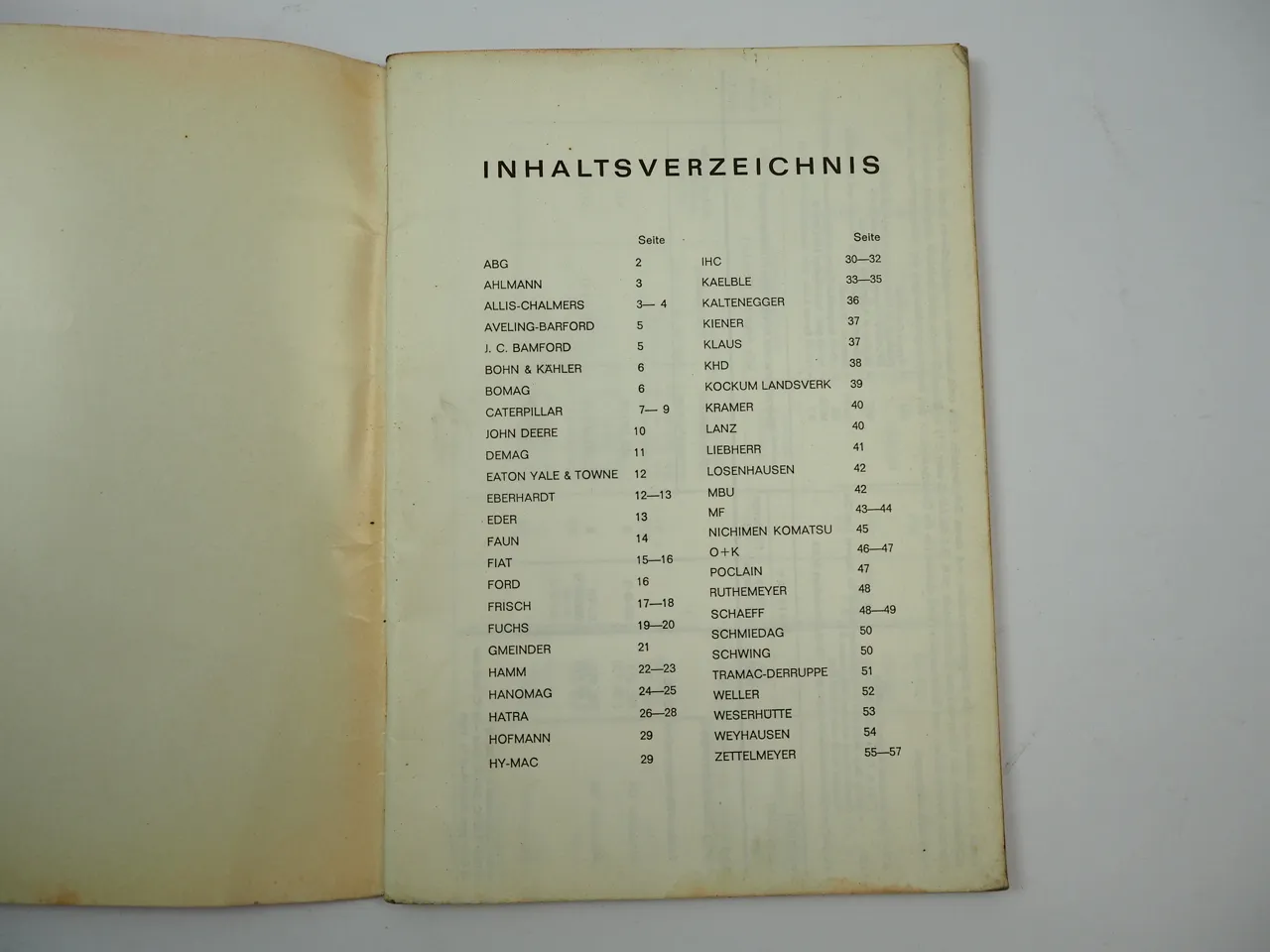 MZV Schmierstoff Tabelle für Baumaschinen 1969 Mineralöl Zentralverband