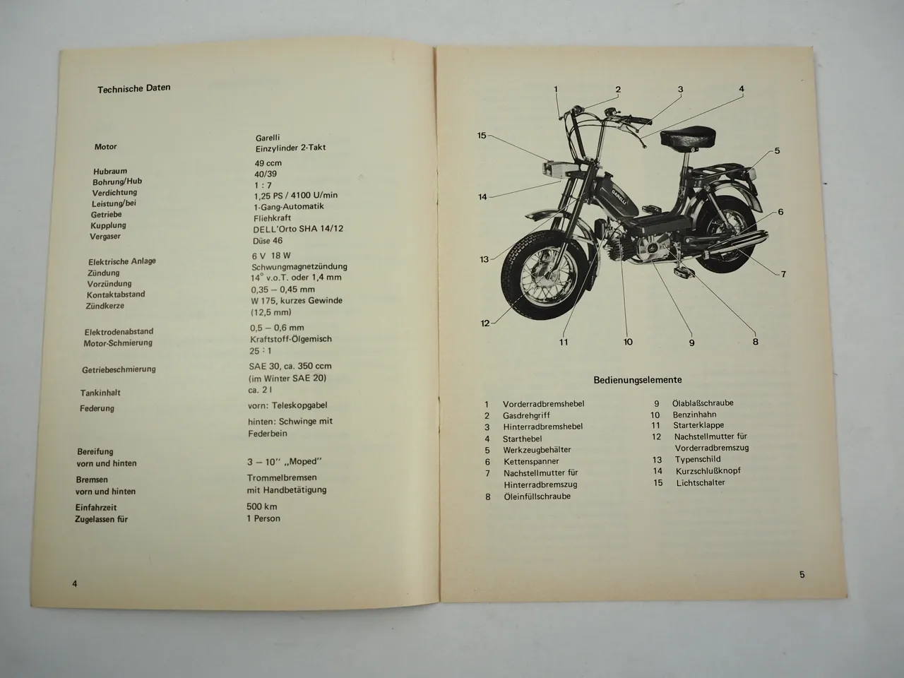 Neckermann Garelli Europed 25 SLC Mofa Bedienungsanleitung 1975