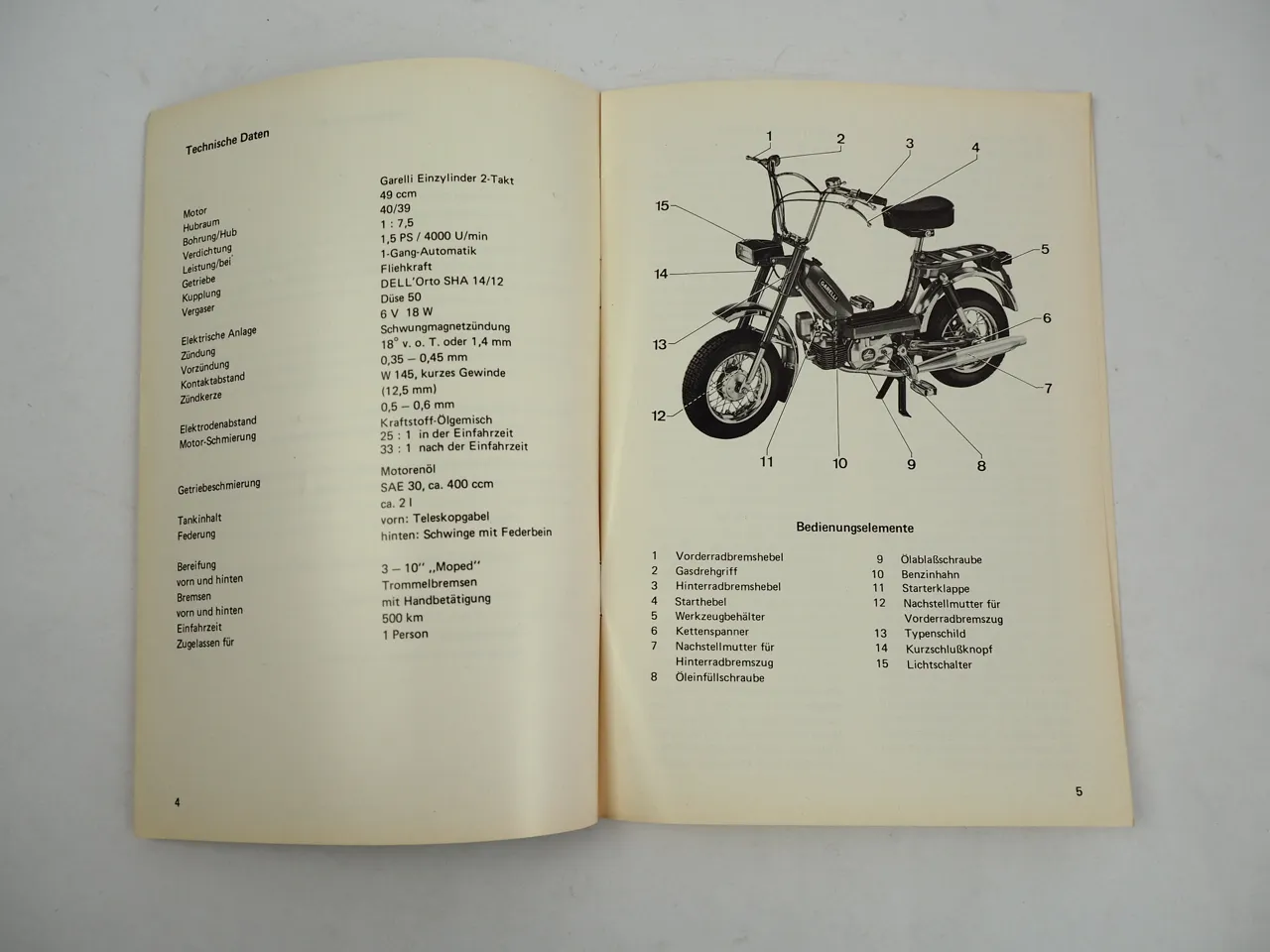 Neckermann Garelli Europed 25 SLC Mofa Bedienungsanleitung 1976
