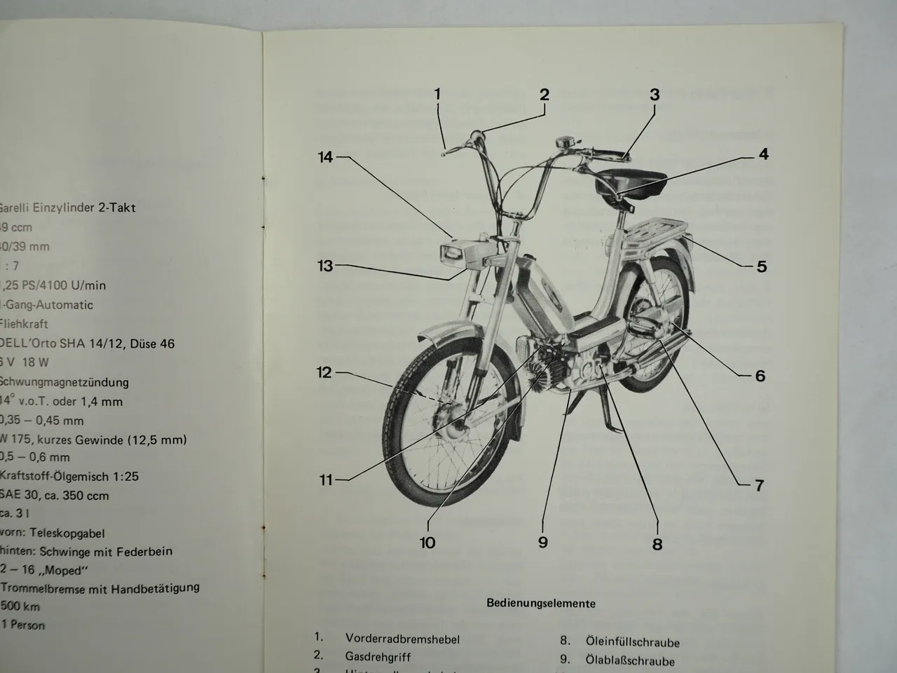 Neckermann Garelli Europed 25SL Bedienungsanleitung 1972