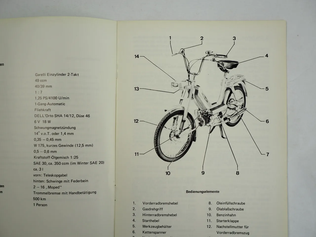 Neckermann Garelli Europed 25SL Bedienungsanleitung 1973