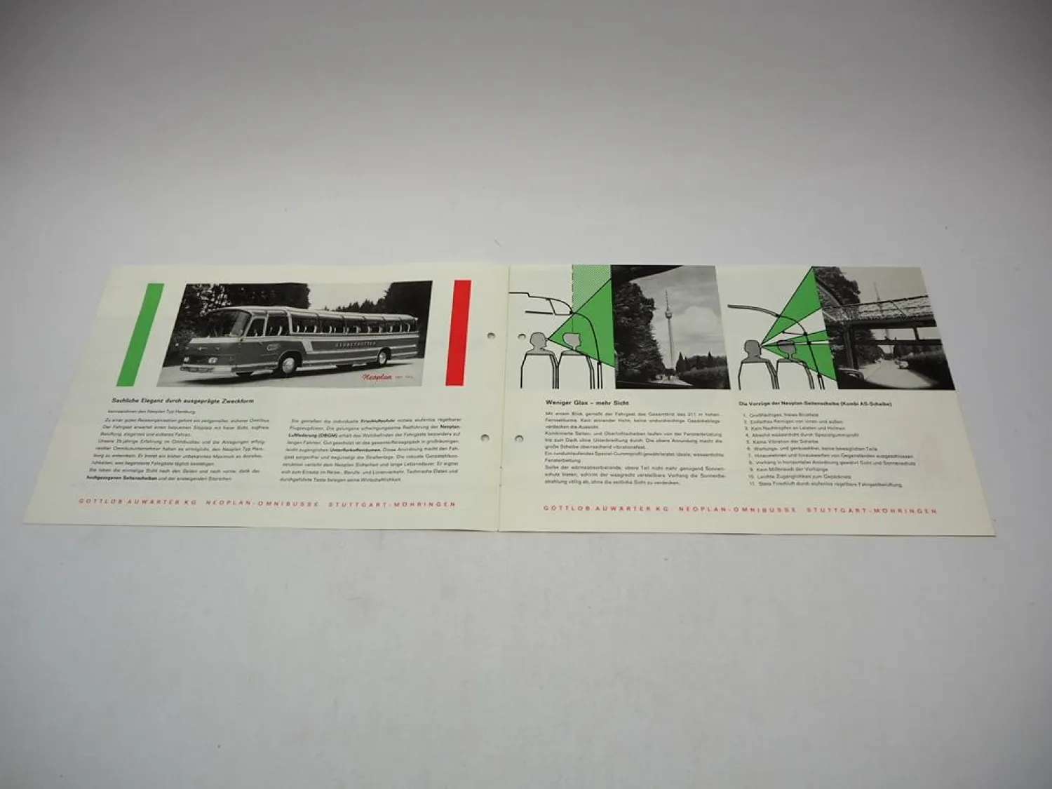 Neoplan Omnibus Typ Hamburg Prospekt Technische Daten Bauprogramm 1965