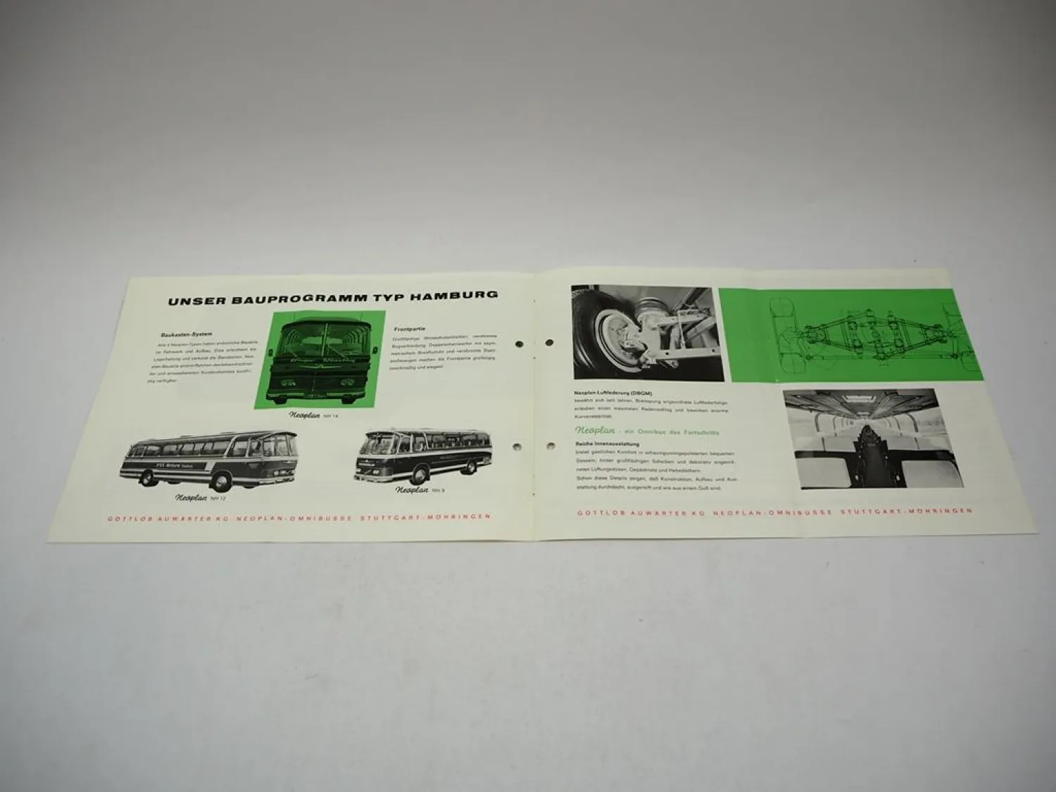 Neoplan Omnibus Typ Hamburg Prospekt Technische Daten Bauprogramm 1965