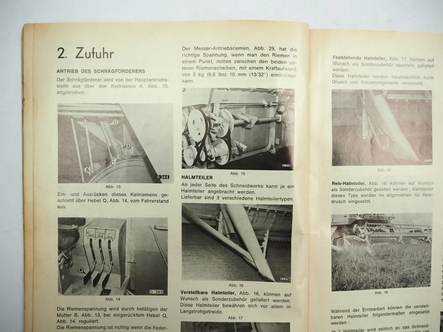 New Holland Clayson 1530 1545 Mähdrescher Betriebsanleitung 1973 Original