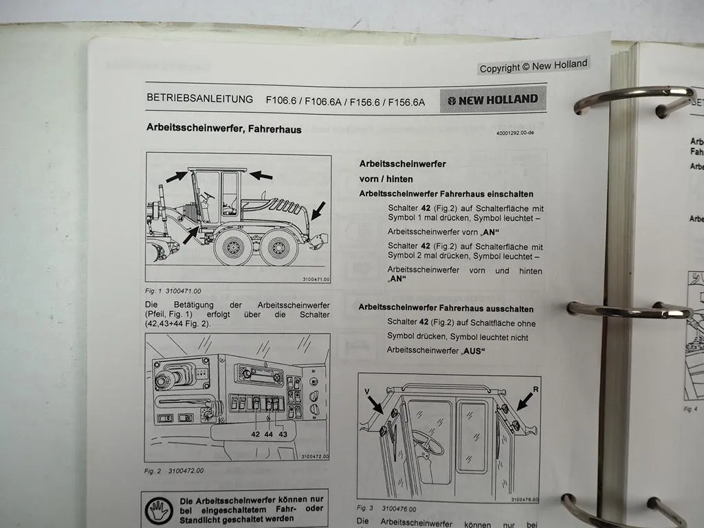 New Holland F 106.6 156.6 A Grader Betriebsanleitung Bedienungsanleitung ca.2000