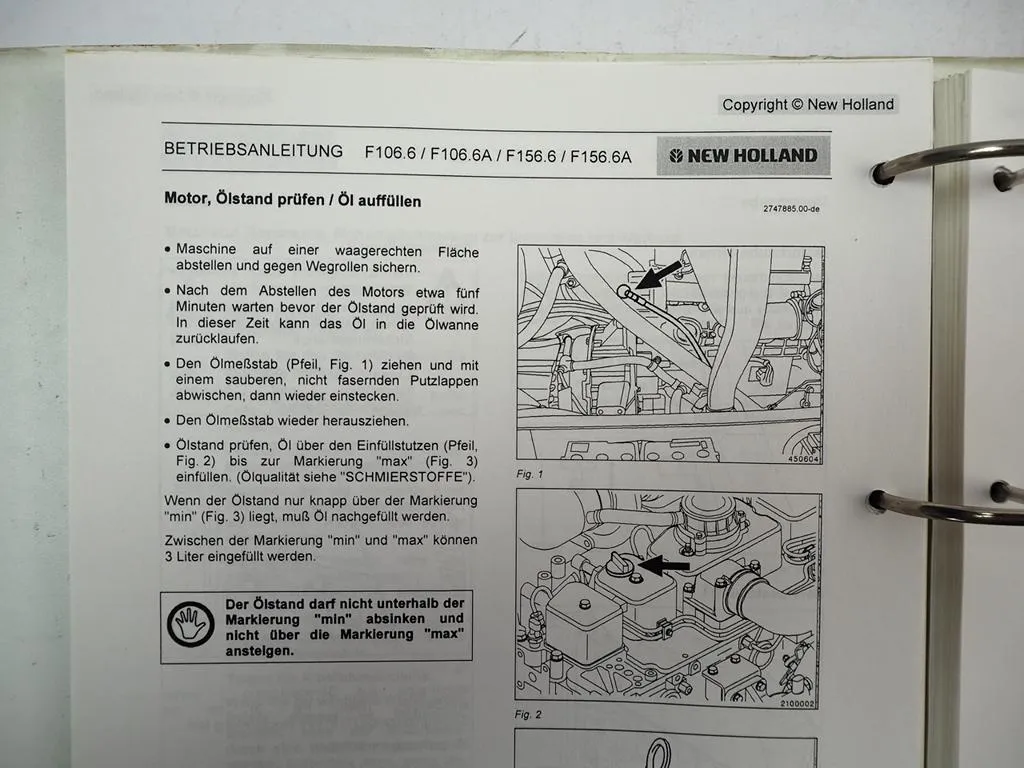 New Holland F 106.6 156.6 A Grader Betriebsanleitung Bedienungsanleitung ca.2000