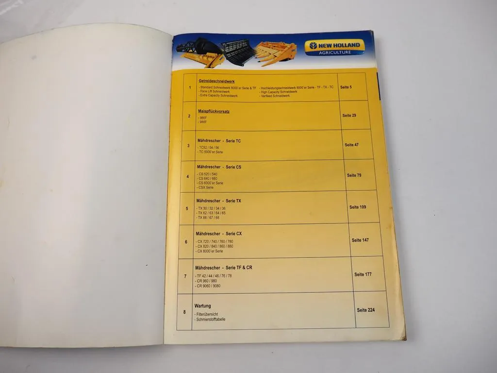New Holland TC CS TX CX TF CR Mähdrescher Ersatzteilkatalog Verschleißteile 2008
