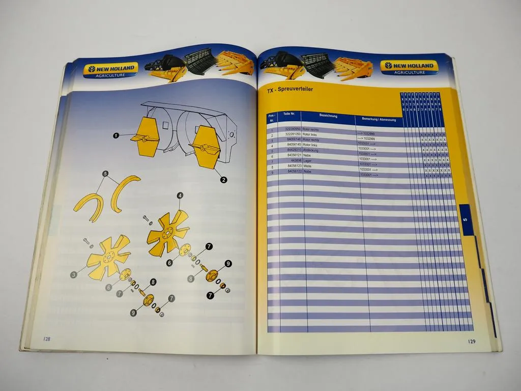 New Holland TC CS TX CX TF CR Mähdrescher Ersatzteilkatalog Verschleißteile 2008