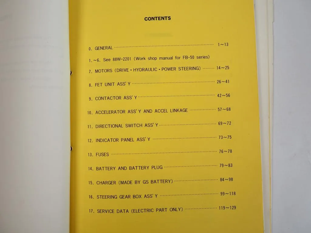 Nichiyu FB 10 14 15 18 20 25 28 P PL Electric Forklift Work Shop Manual 1992