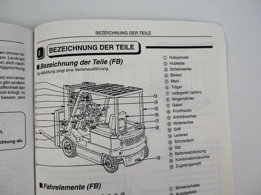 Nichiyu FB FBT FBRF Elektro-Gabelstapler Betriebsanleitung Sicherheitsvorschrift