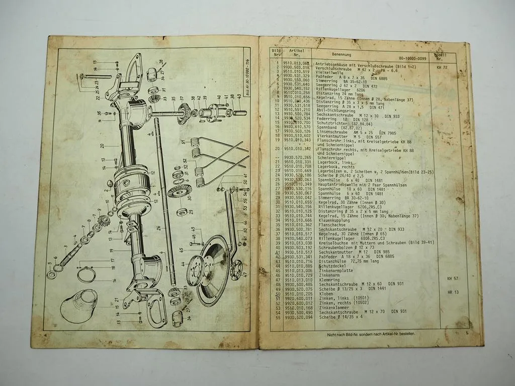 Niemeyer HR462 D Kreiselzettwender Betriebsanleitung Ersatzteilliste 1980