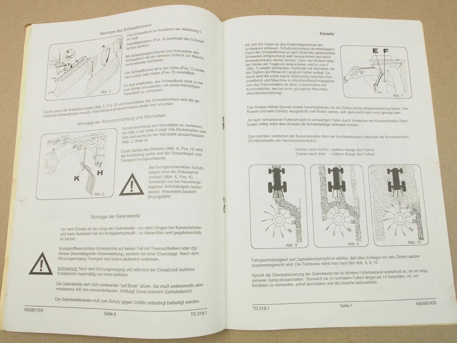 Niemeyer RS425-DA-Super Betriebsanleitung Bedienugnsanleitung 10/1990