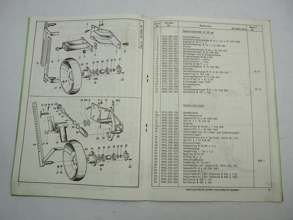 Niemeyer Volly Mat 1003 Volldrehpflug Betriebsanleitung Ersatzteilliste 1982