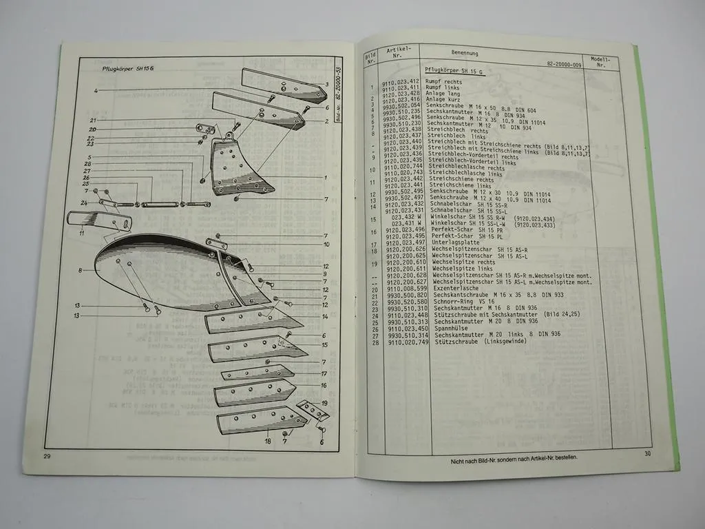 Niemeyer Volly Mat 2003 3003 Volldrehpflug Betriebsanleitung Ersatzteilliste 1982