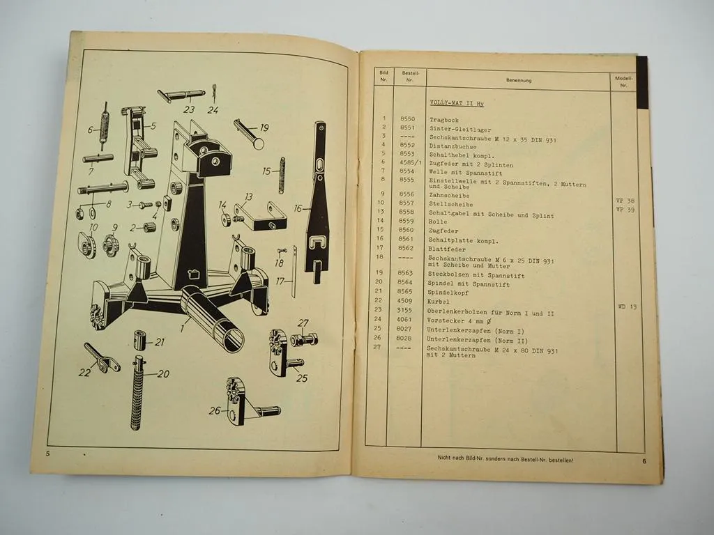 Niemeyer Volly Mat II NW-II III IV NW-III Volldrehpflug Ersatzteilliste 1970