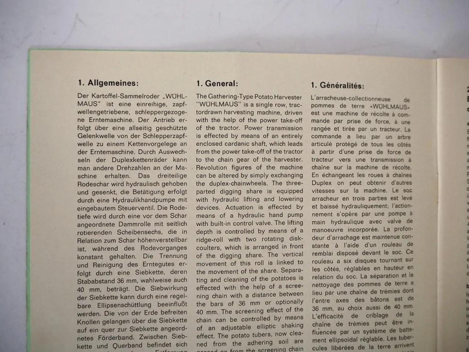 Niewöhner Wühlmaus Kartoffel Sammelroder Betriebsanleitung Ersatzteilliste ca. 1969