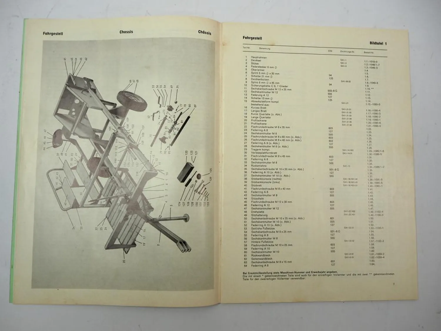 Niewöhner Wühlmaus Kartoffel Sammelroder Betriebsanleitung Ersatzteilliste ca. 1969