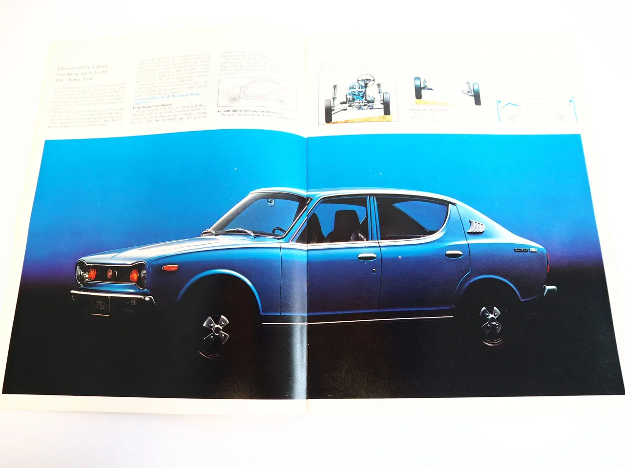 Nissan Datsun 100A Cherry E10 PKW Prospekt 1972 englisch