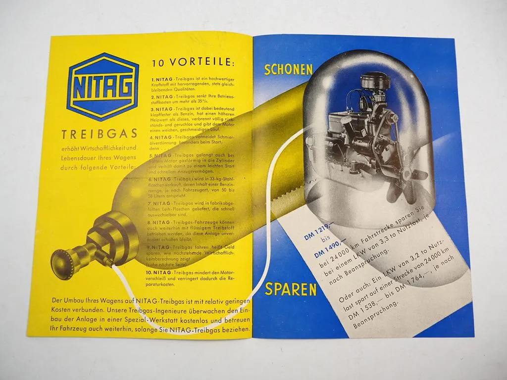 NITAG Treibgas Auto PKW LKW Prospekt 1950er Jahre