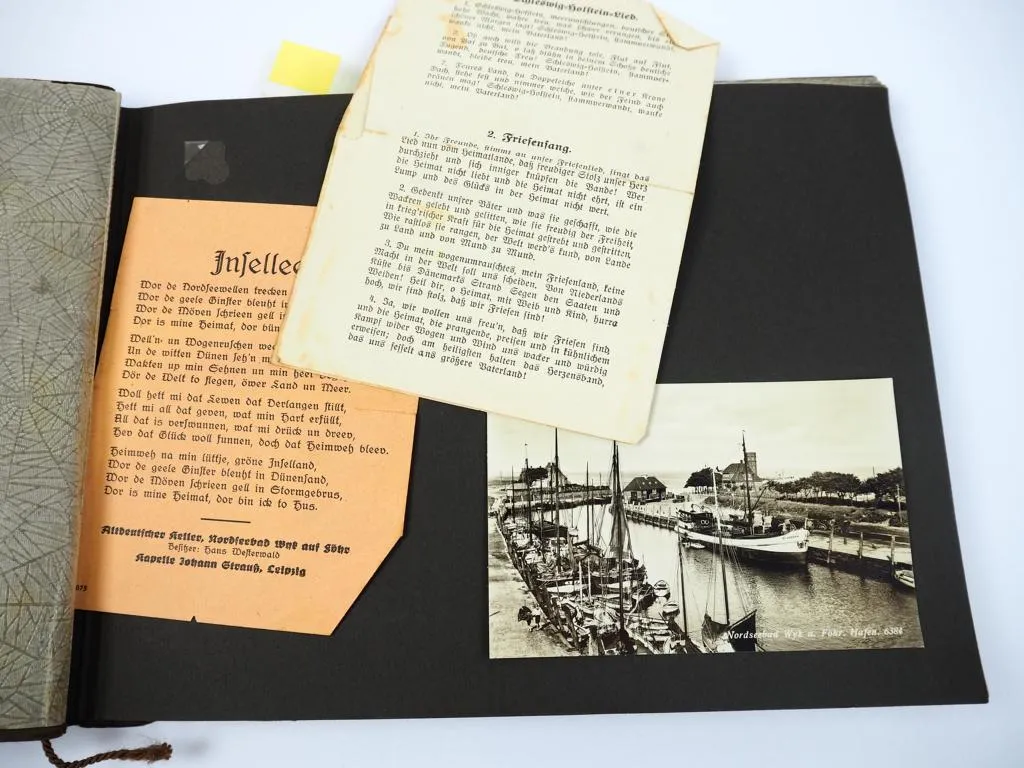 Nodseebad Wyk a. Föhr Fotoalbum mit 16 AK Hafen Dampfer Luftaufnahme 30/40er J