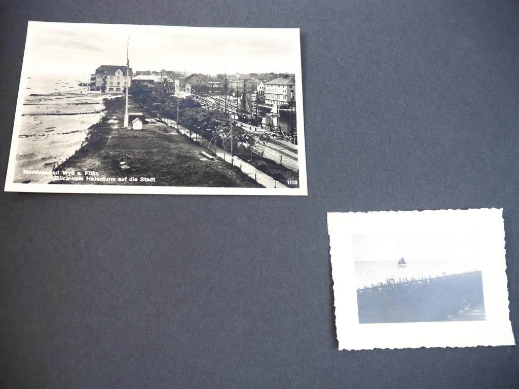 Nodseebad Wyk a. Föhr Fotoalbum mit 16 AK Hafen Dampfer Luftaufnahme 30/40er J