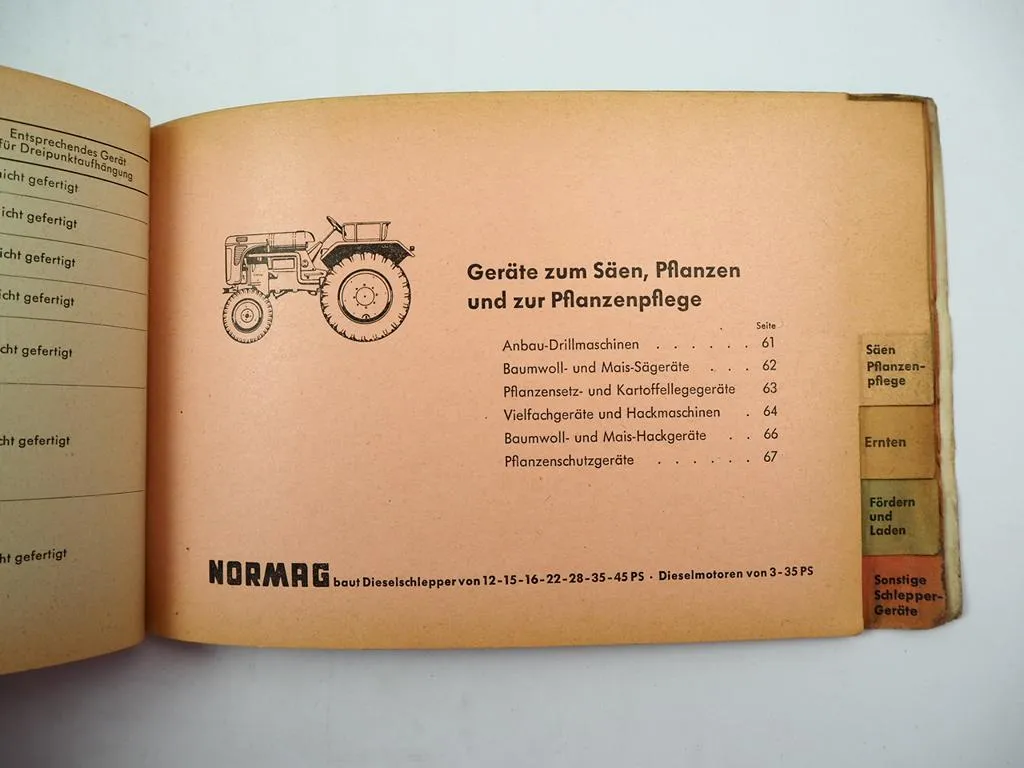 Normag Geräteweiser Anbaugeräte für Schlepper Kornett Faktor F16 NG35 von 1955