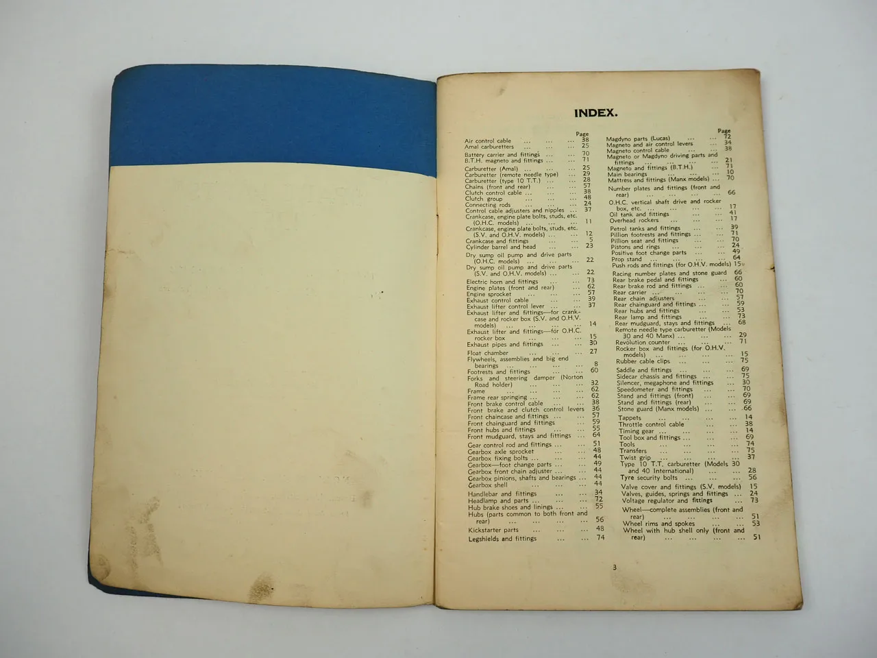 Norton Model 1 16H 18 ES2 30 40 30M 40M Motorcycles Spare Parts List 1949