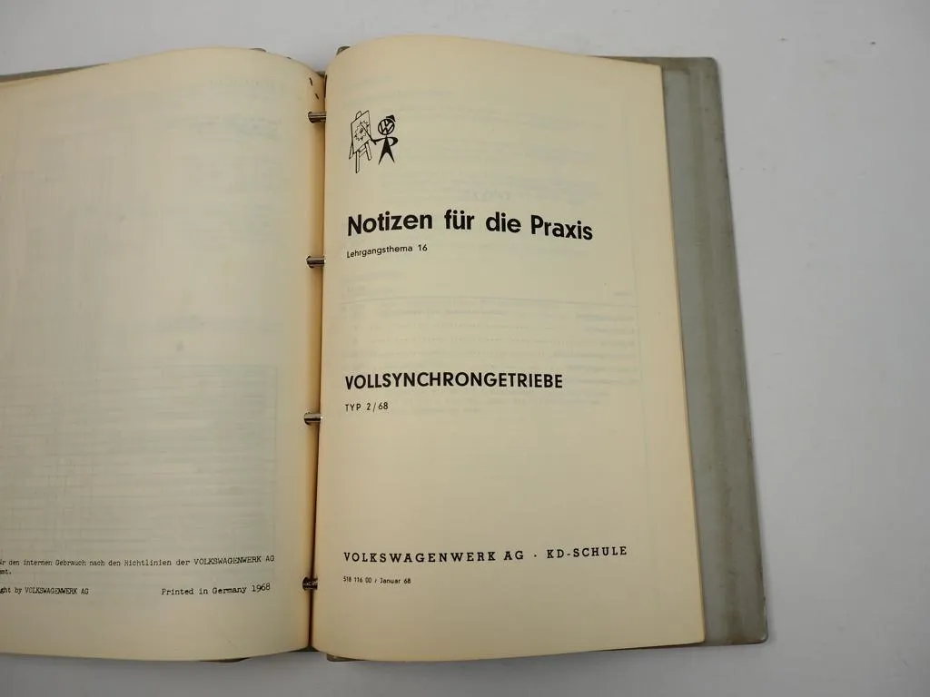 Notizen für die Praxis 14 15 16 1968 VW Käfer Transporter T2 Bus Volkswagen KD