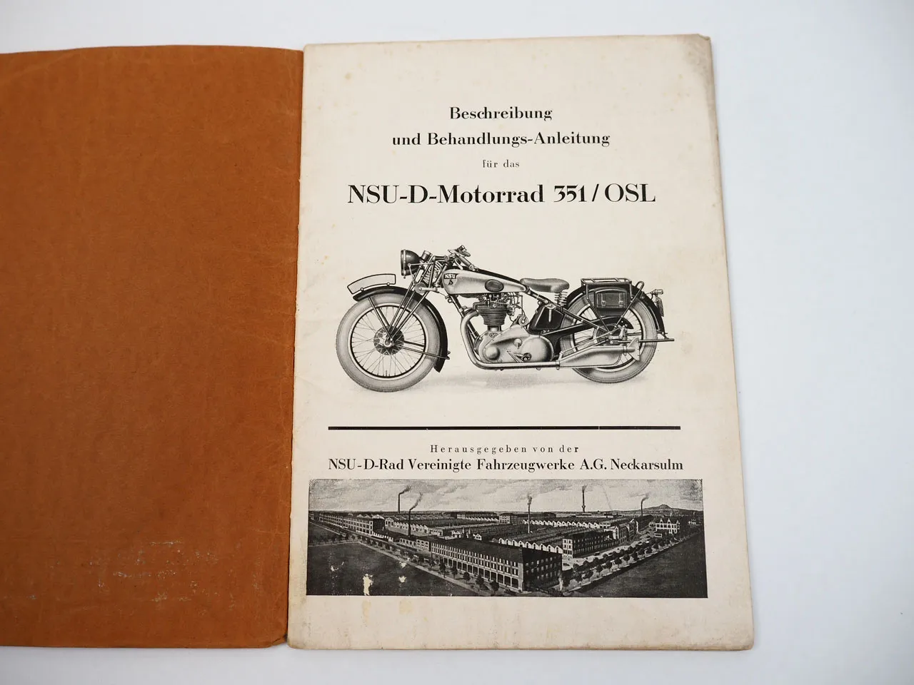 NSU D 351 OSL Motorrad Bedienungsanleitung Betriebsanleitung Wartung ca. 1937