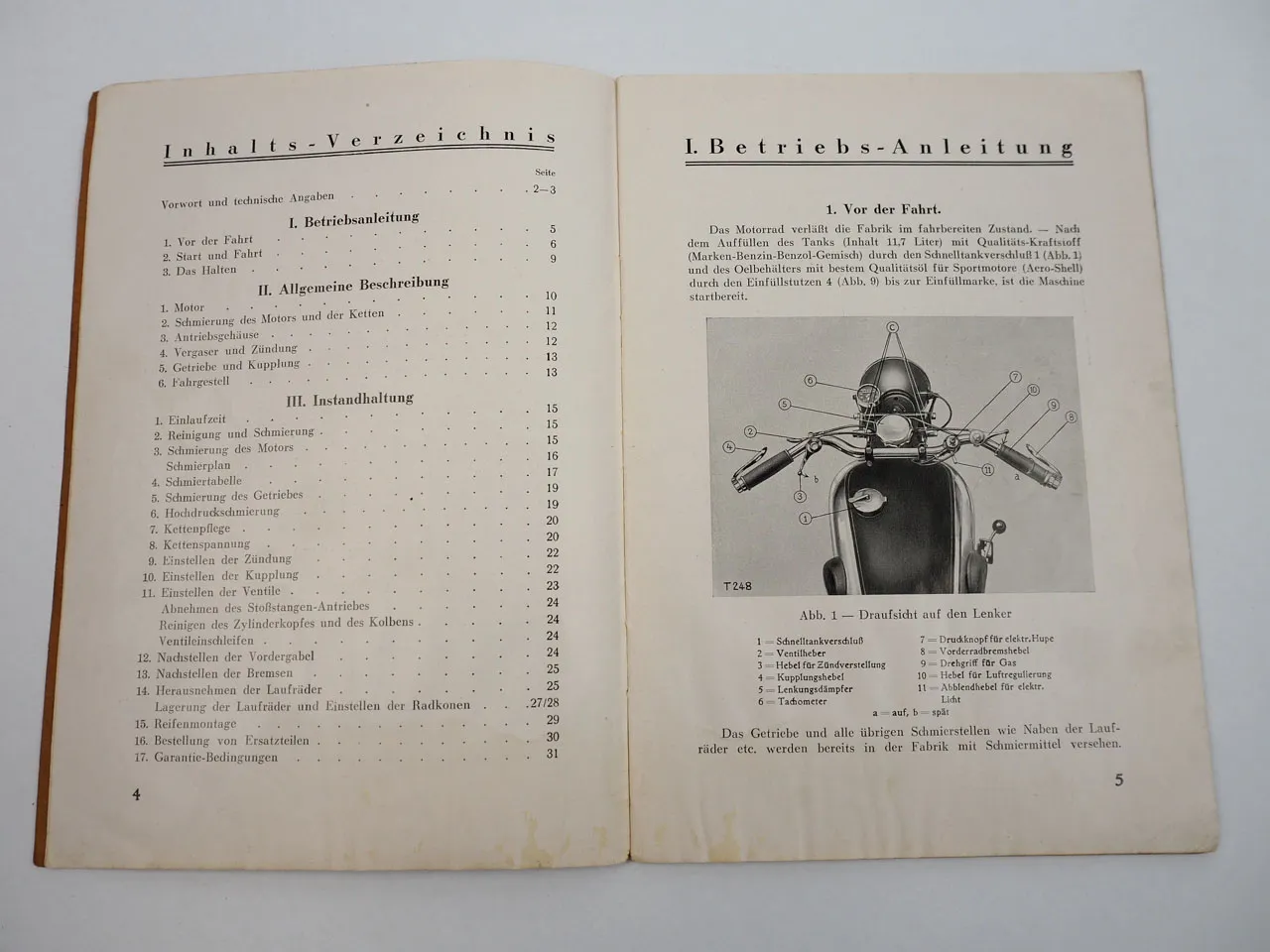 NSU D 351 OSL Motorrad Bedienungsanleitung Betriebsanleitung Wartung ca. 1937
