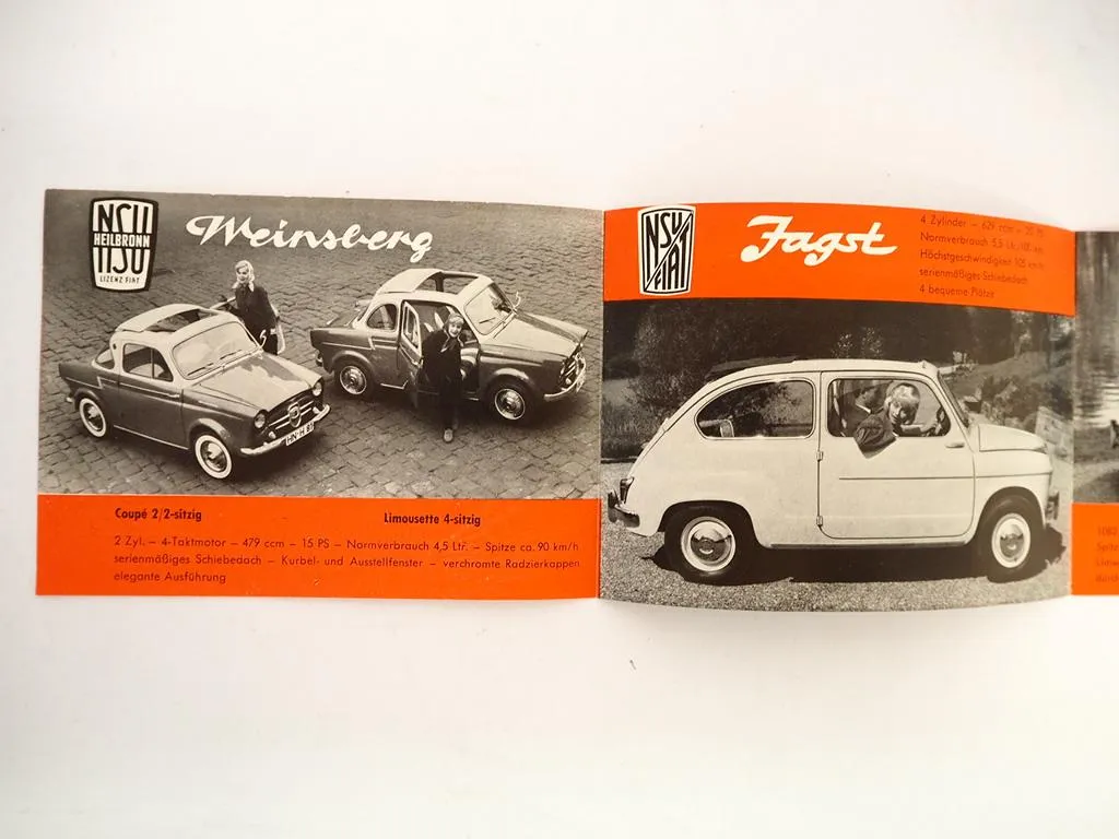 NSU Fiat Weinsberg Jagst Neckar Prospekt 1950/60er Jahre