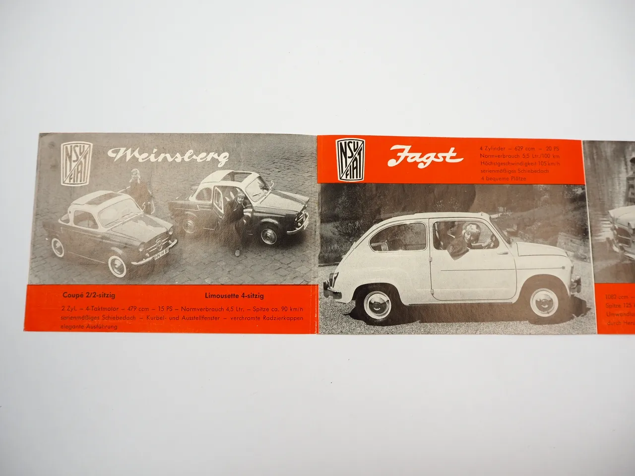 NSU Fiat Weinsberg Jagst Neckar Prospekt 1950er Jahre