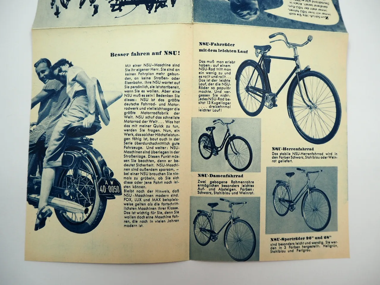 NSU Fox Max Lambretta Quick Konsul Motorrad Fahrrad Prospekt 1950er Jahre