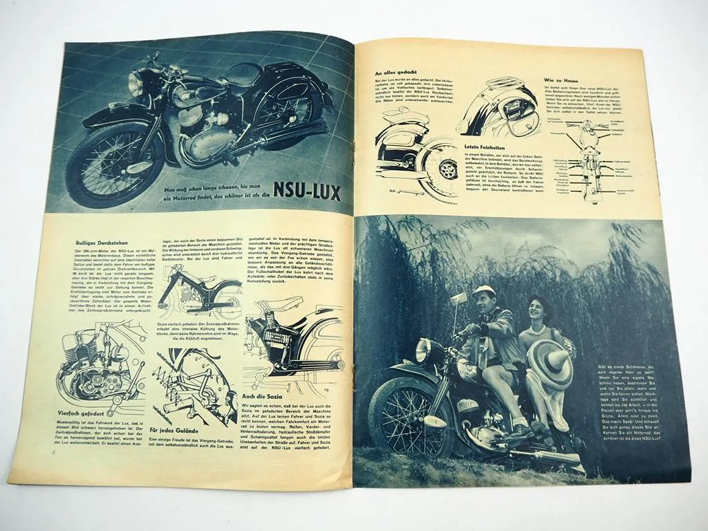 NSU Motor im Bild Werkszeitung Zeitschrift Fox Lux Motorrad 1953