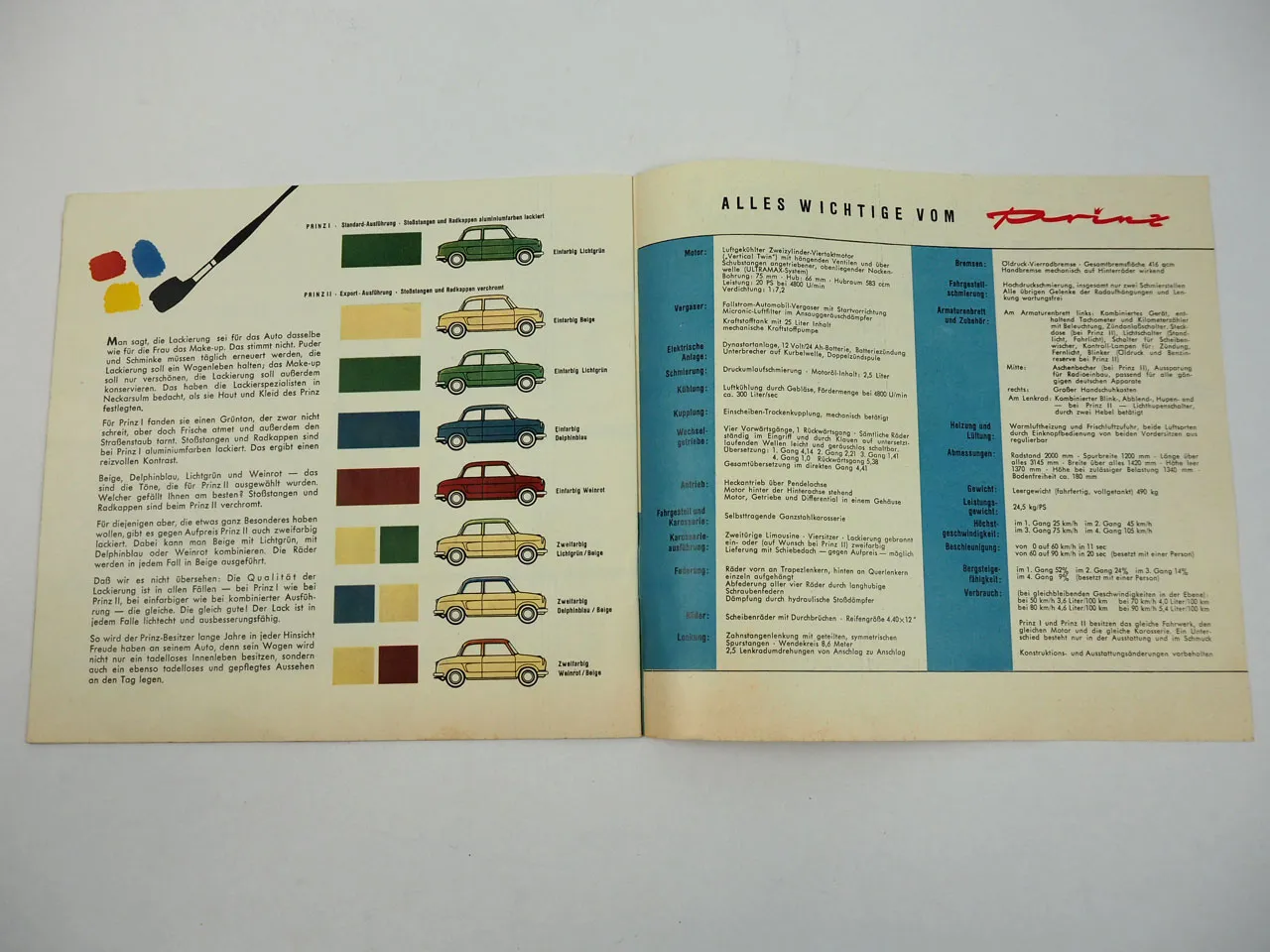 NSU Prinz I II 30 30E Prospekt ca. 1958