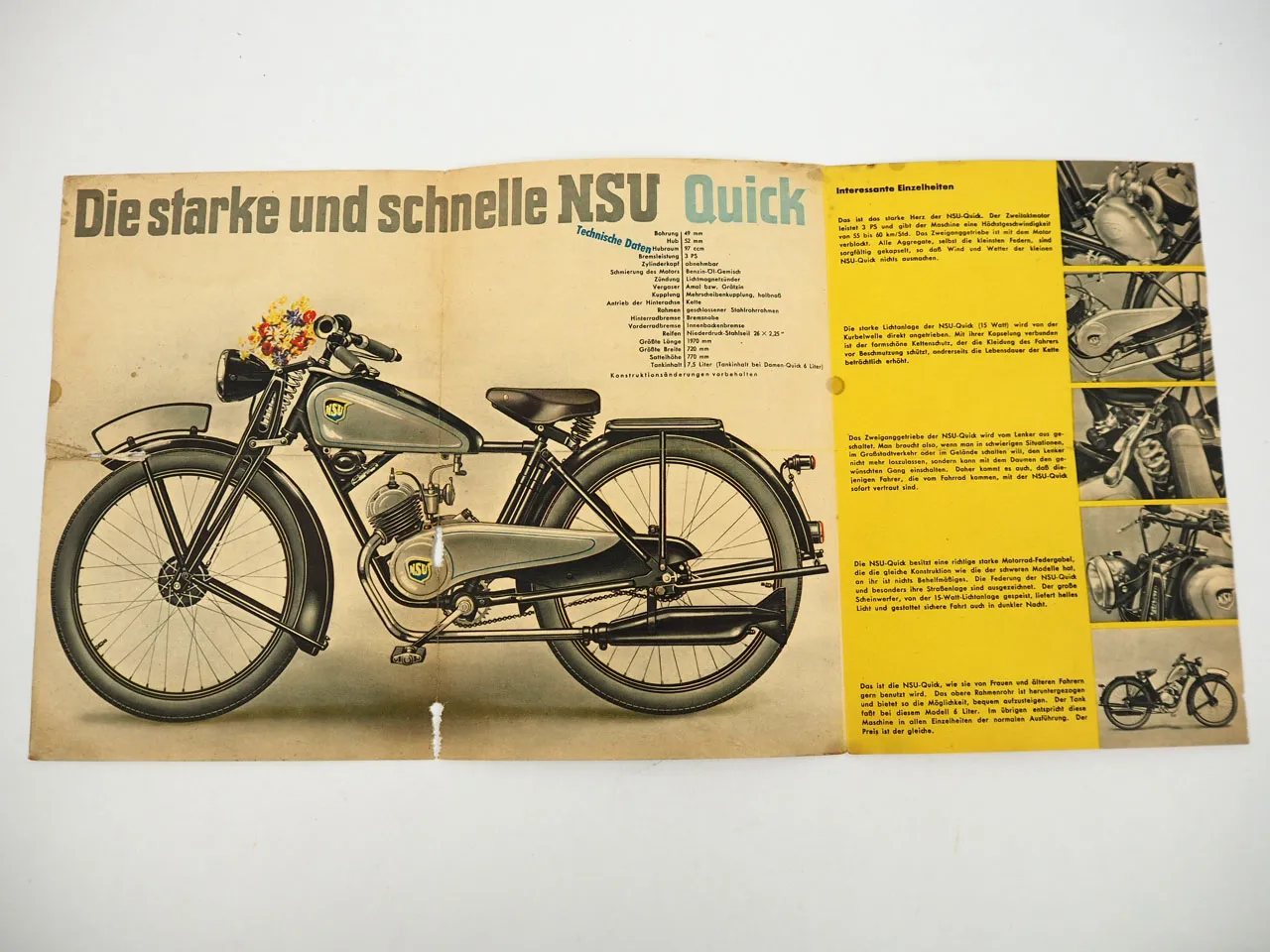 NSU Quick Motorrad 2x Prospekt Bosch Ausrüstung 1930er Jahre