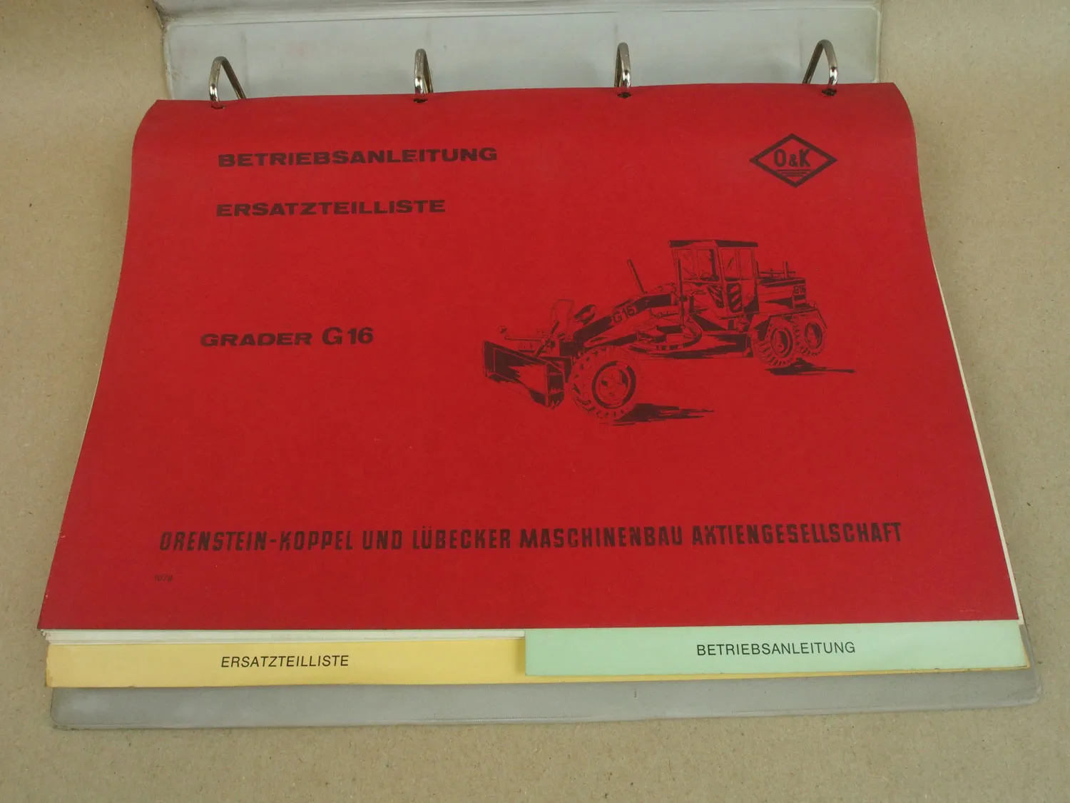 O&K G16 Grader Betriebsanleitung Ersatzteilliste Schaltplan Elektrik Hydraulik