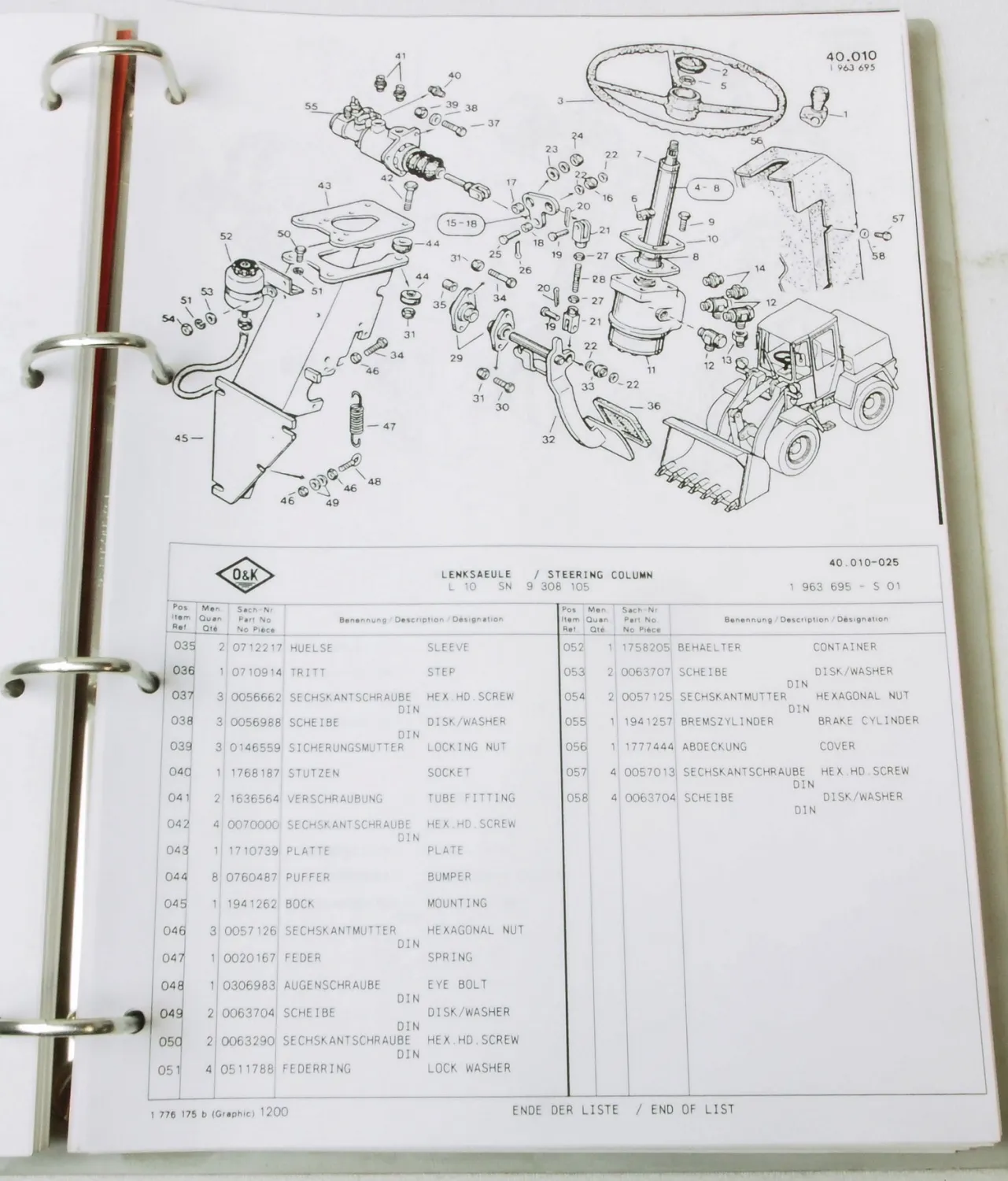 O&K L10 Radlader Ersatzteilliste Schaltplan Elektrische Anlage Spare parts List
